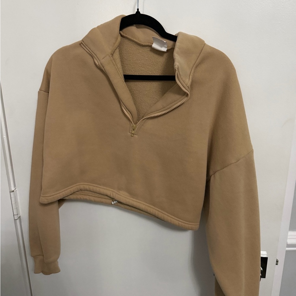 Tan Cropped Hoodie